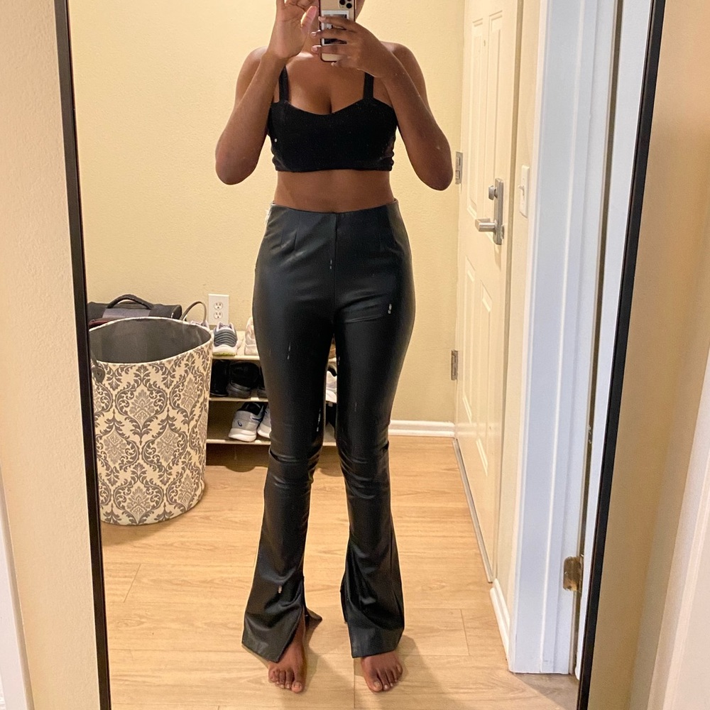 Zara Extra Long Faux Leather Leggings